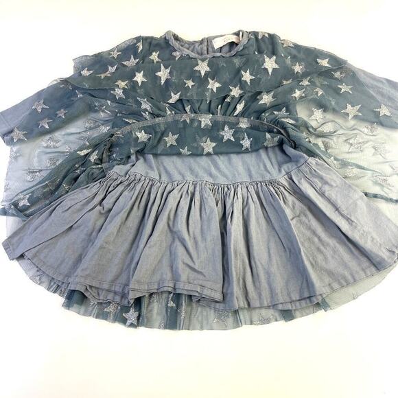 Stella McCartney Tulle Star Dress Blue Silver Long Sleeve Girls Size 18 Months - Picture 3 of 11